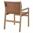 Maklaine Contemporary Leather Seat and Back Dining Chair in Chestnut Tan