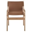 Maklaine Contemporary Leather Seat and Back Dining Chair in Chestnut Tan