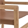Maklaine Contemporary Leather Seat and Back Dining Chair in Chestnut Tan