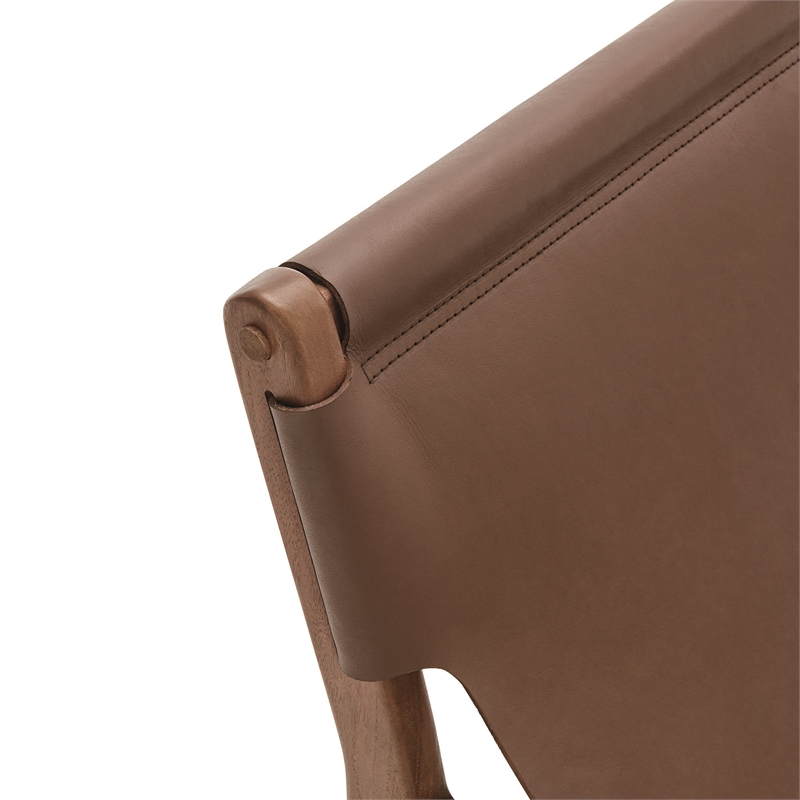 Maklaine Modern / Contemporary Leather Sling Chair in Nutmeg Brown