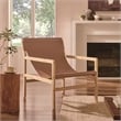 Maklaine Modern / Contemporary Leather Sling Chair in Chestnut Tan