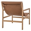 Maklaine Modern / Contemporary Leather Sling Chair in Chestnut Tan