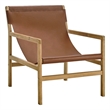 Maklaine Modern / Contemporary Leather Sling Chair in Chestnut Tan