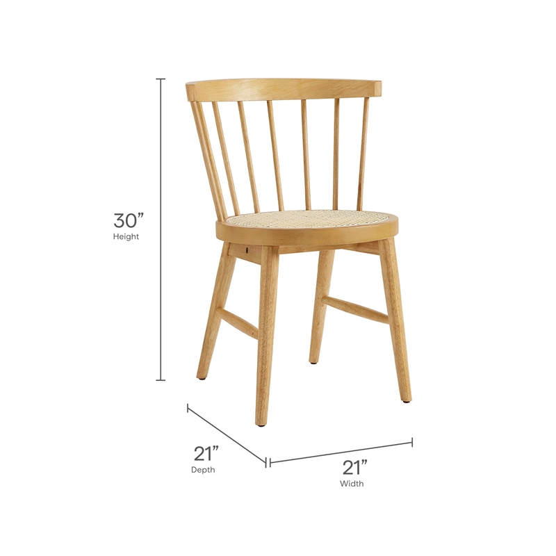Maklaine Curved Spindle Back Dining Chairs Set of 2 in Natural