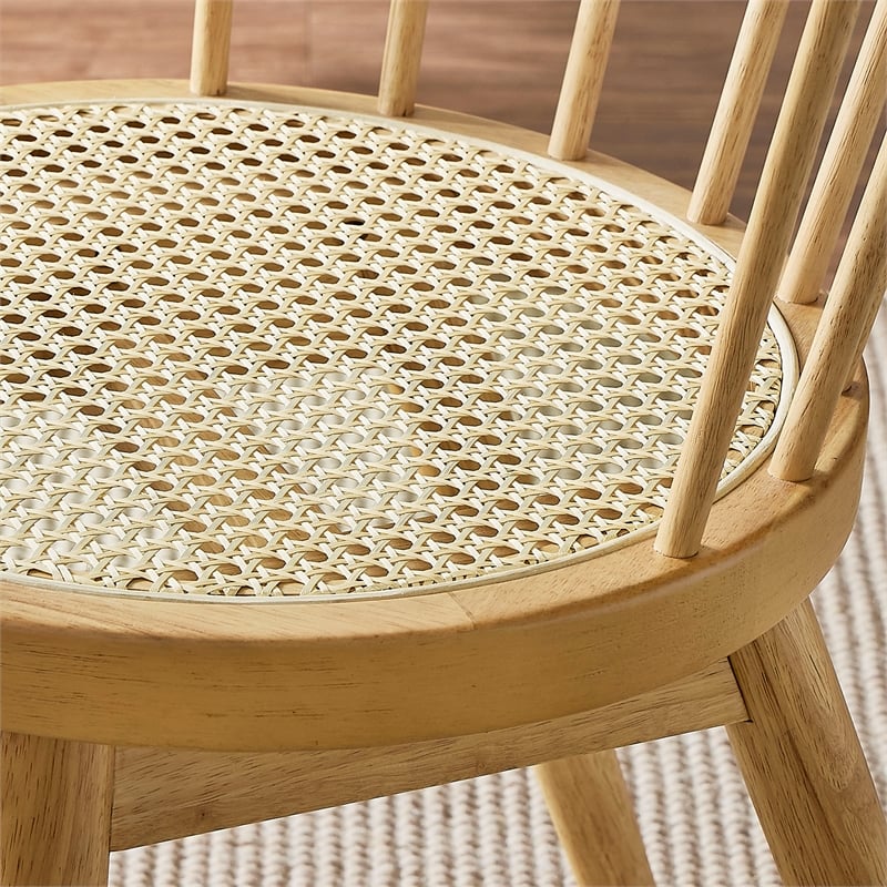 Maklaine Curved Spindle Back Dining Chairs Set of 2 in Natural