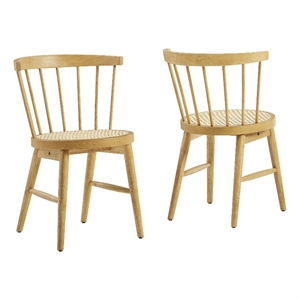 Maklaine Curved Spindle Back Dining Chairs Set of 2 in Natural