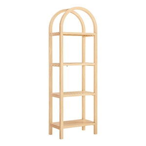 Maklaine Contemporary 72&quot Tall Narrow Arched Bookshelf in Natural