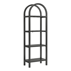 Maklaine Contemporary 72&quot Tall Narrow Arched Bookshelf in Black