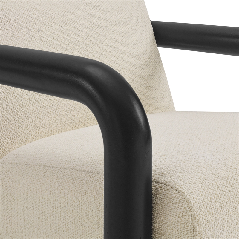 Maklaine Contemporary Dense Foam Padding Boucle Accent Chair in Cream Black