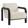 Maklaine Contemporary Dense Foam Padding Boucle Accent Chair in Cream Black
