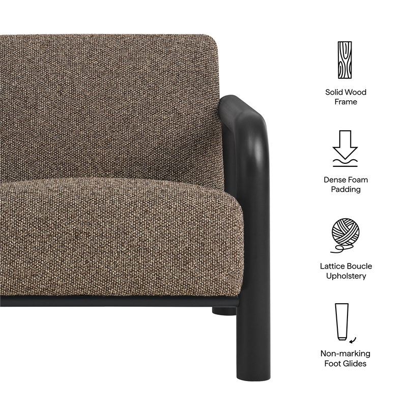 Maklaine Contemporary Dense Foam Padding Boucle Accent Chair in Earth Black