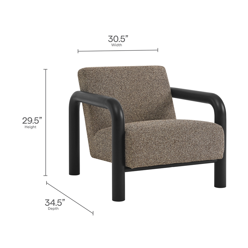 Maklaine Contemporary Dense Foam Padding Boucle Accent Chair in Earth Black