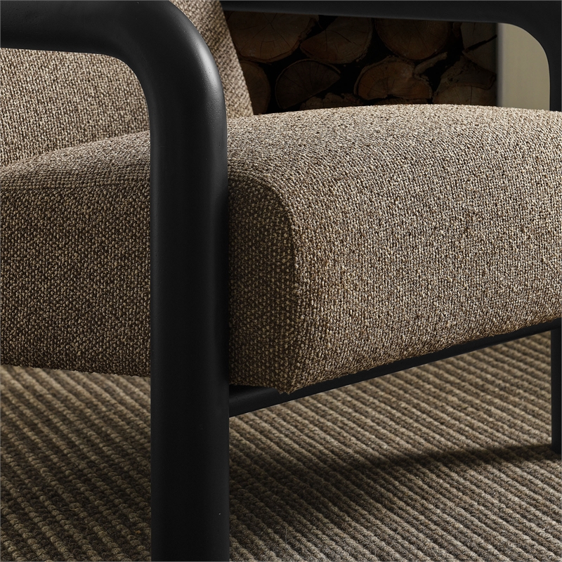 Maklaine Contemporary Dense Foam Padding Boucle Accent Chair in Earth Black