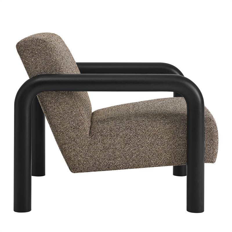 Maklaine Contemporary Dense Foam Padding Boucle Accent Chair in Earth Black