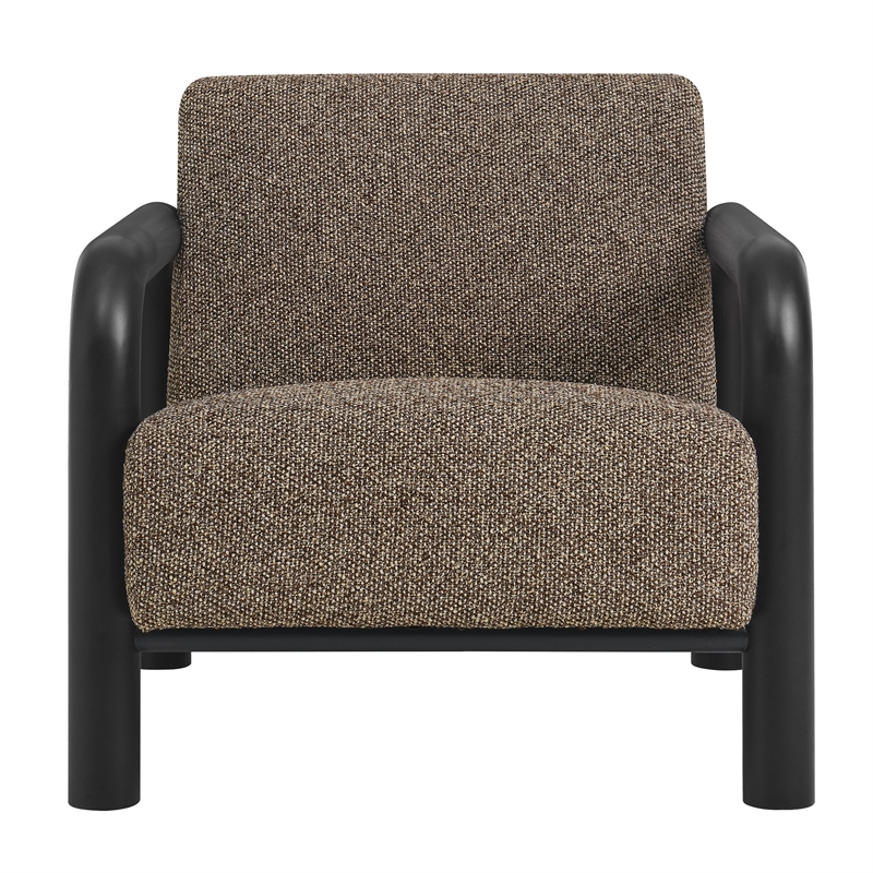 Maklaine Contemporary Dense Foam Padding Boucle Accent Chair in Earth Black