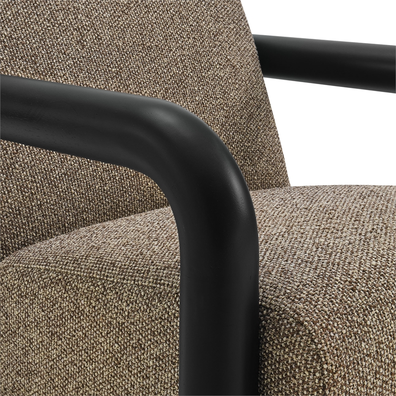 Maklaine Contemporary Dense Foam Padding Boucle Accent Chair in Earth Black