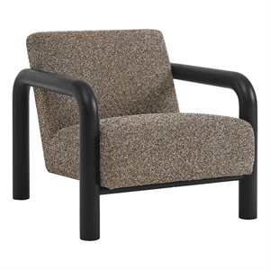 Maklaine Contemporary Dense Foam Padding Boucle Accent Chair in Earth Black