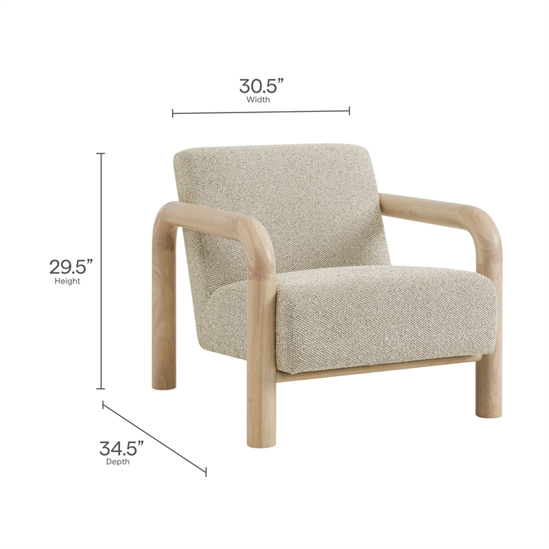 Maklaine Contemporary Dense Foam Padding Boucle Accent Chair in Marble Oak