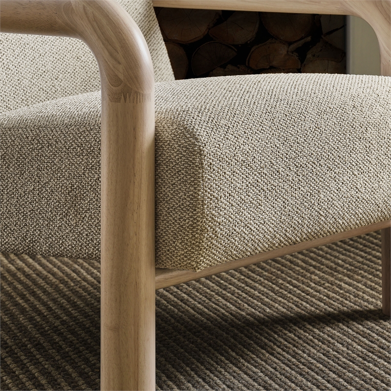 Maklaine Contemporary Dense Foam Padding Boucle Accent Chair in Marble Oak