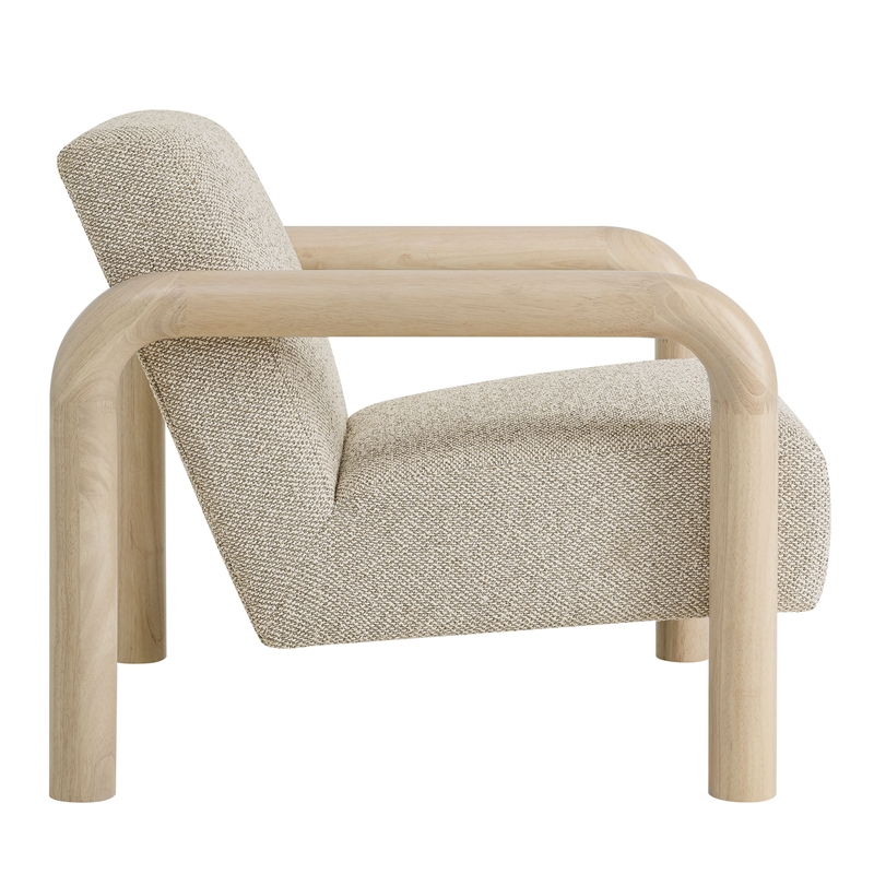 Maklaine Contemporary Dense Foam Padding Boucle Accent Chair in Marble Oak