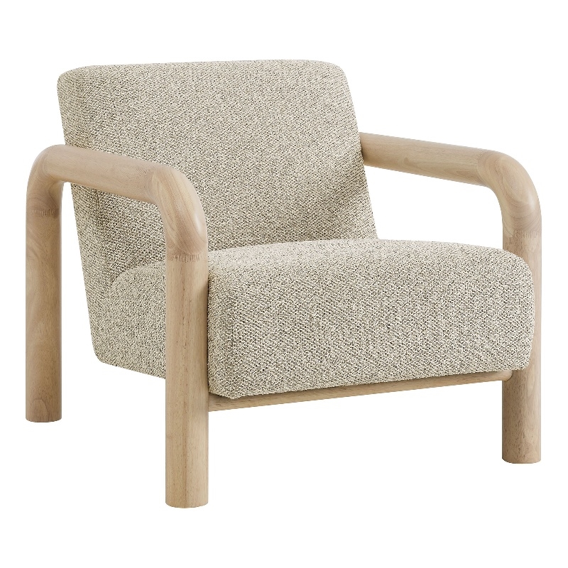 Maklaine Contemporary Dense Foam Padding Boucle Accent Chair in Marble Oak