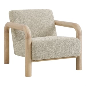 Maklaine Contemporary Dense Foam Padding Boucle Accent Chair in Marble Oak