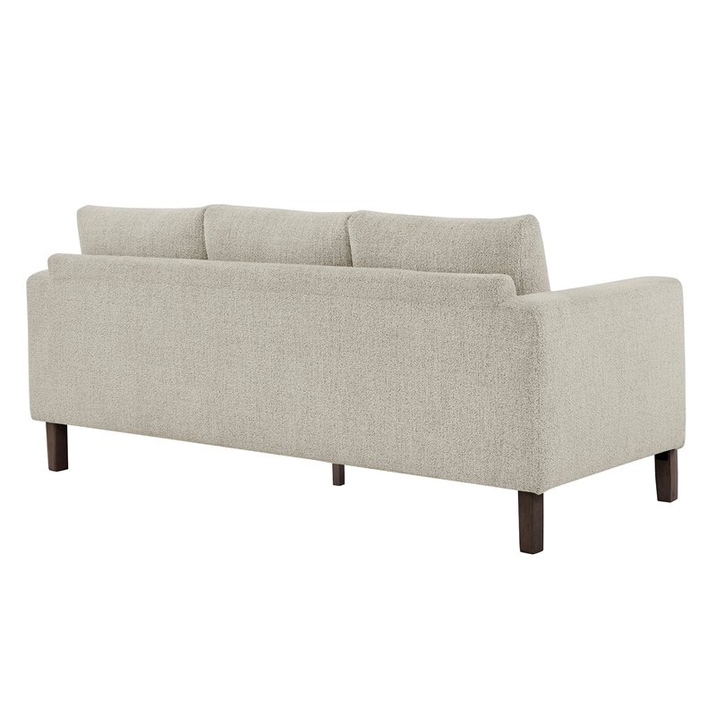 Maklaine Contemporary Boucle Fabric Sofa in Parchment Espresso