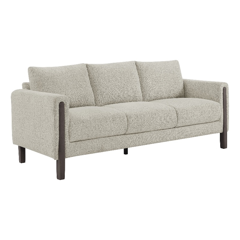 Maklaine Contemporary Boucle Fabric Sofa in Parchment Espresso