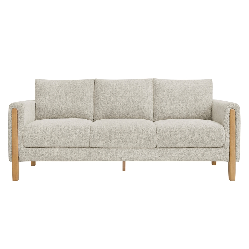 Maklaine Contemporary Upholstered Boucle Fabric Sofa in Parchment Beech