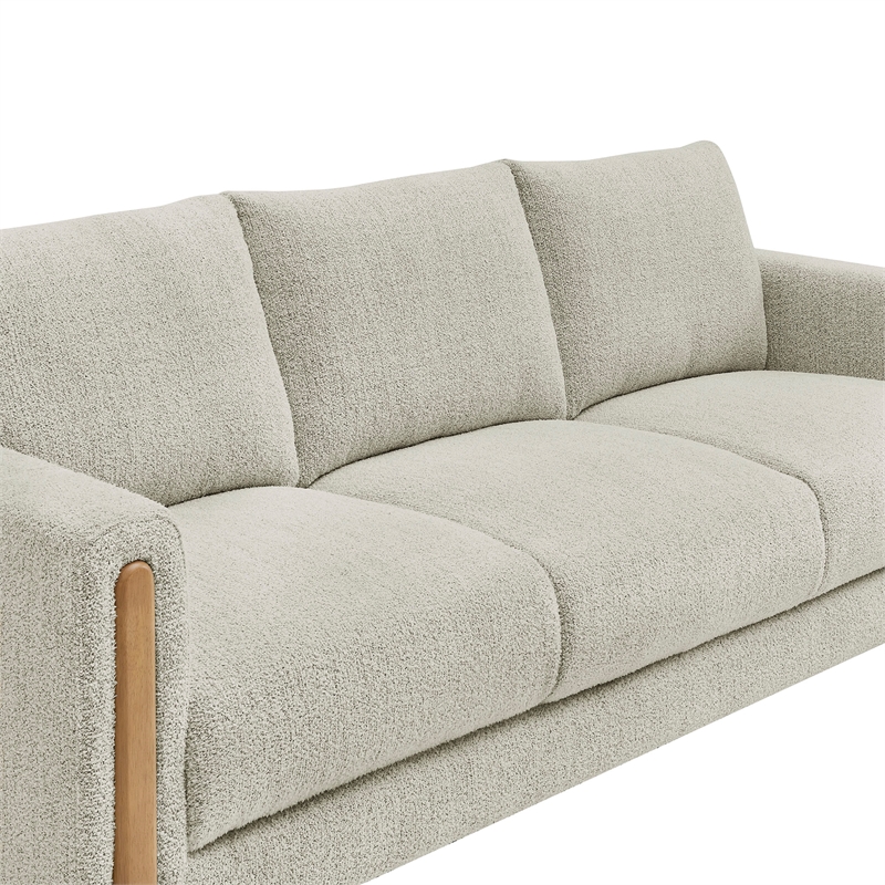 Maklaine Contemporary Upholstered Boucle Fabric Sofa in Parchment Beech