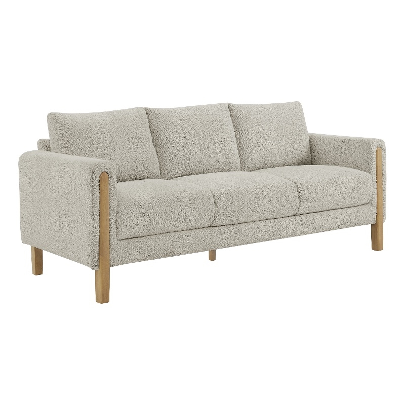 Maklaine Contemporary Upholstered Boucle Fabric Sofa in Parchment Beech