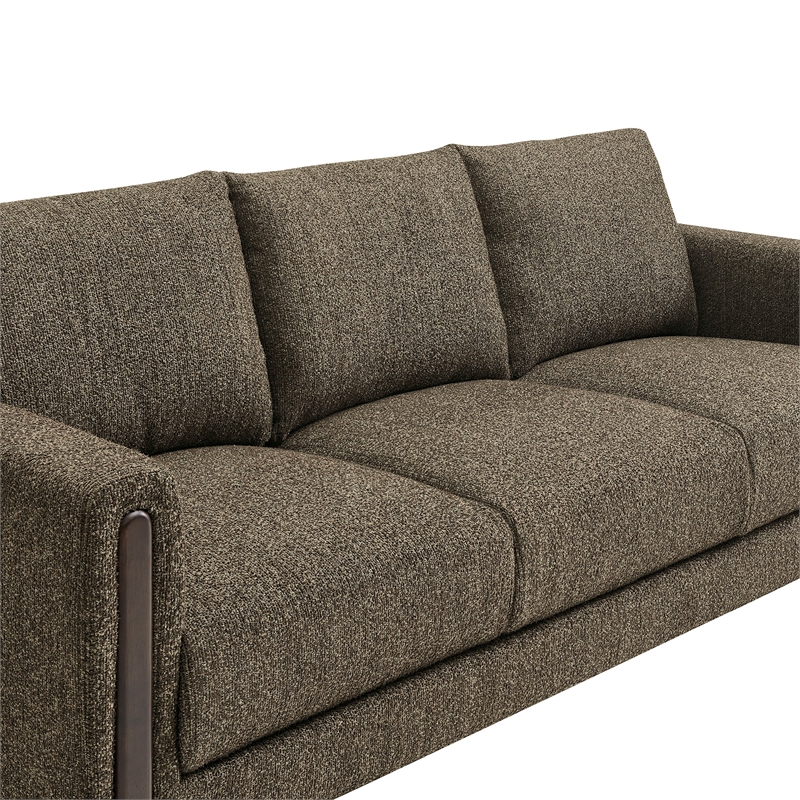 Maklaine Contemporary Boucle Fabric Sofa in Antique Espresso