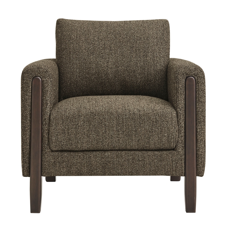 Maklaine Contemporary Boucle Fabric Accent Armchair in Antique Espresso