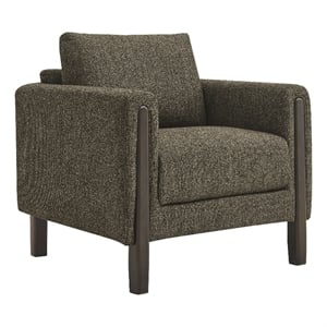Maklaine Contemporary Boucle Fabric Accent Armchair in Antique Espresso