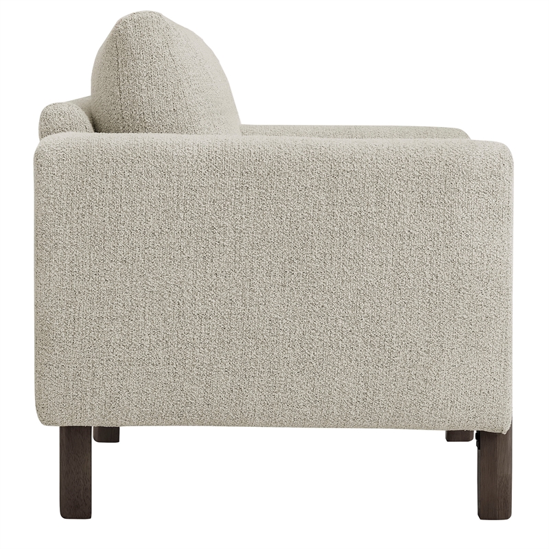 Maklaine Boucle Fabric Accent Armchair in Parchment Espresso