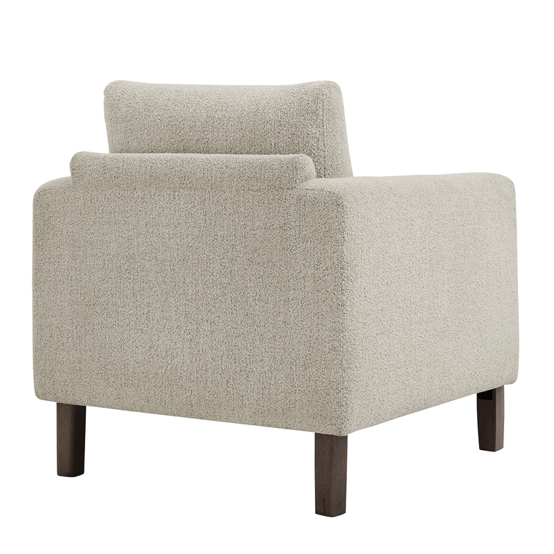 Maklaine Boucle Fabric Accent Armchair in Parchment Espresso