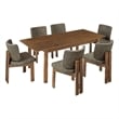 Maklaine Modern / Contemporary 7-Piece Dining Set in Walnut Taupe