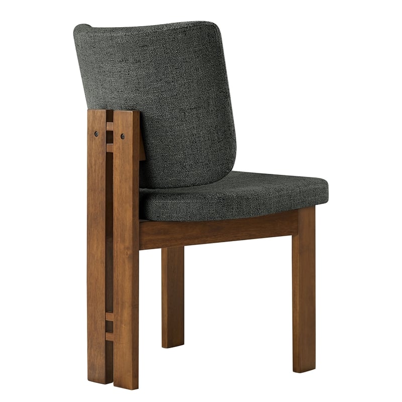 Maklaine Modern / Contemporary 7-Piece Dining Set in Walnut Charcoal