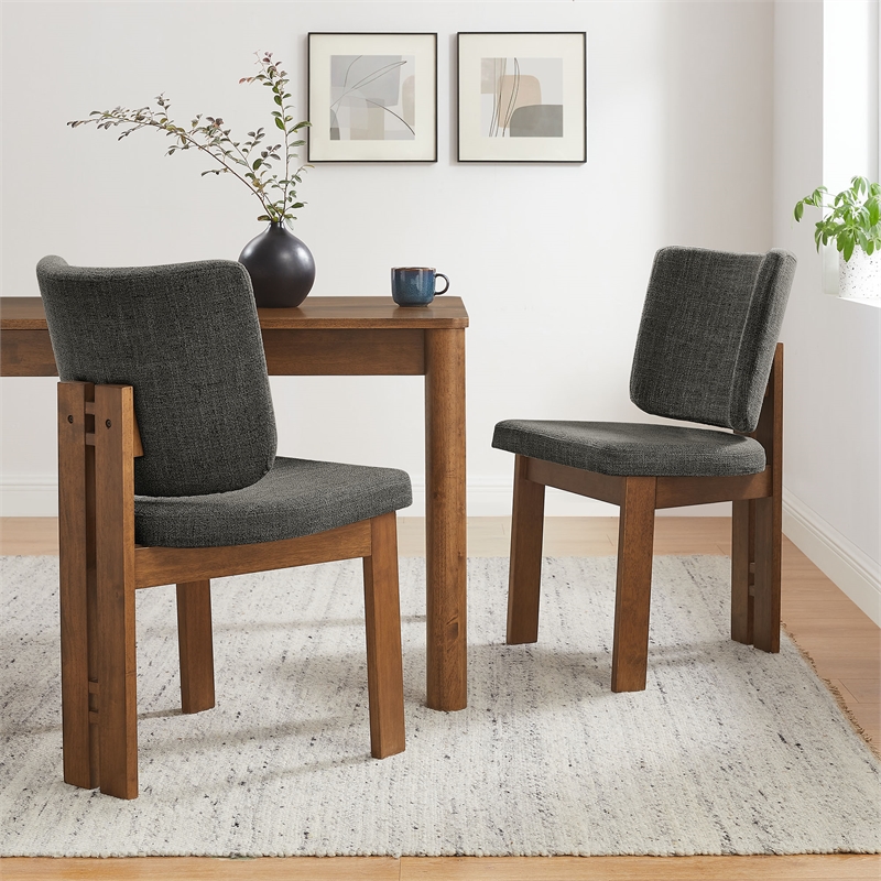 Maklaine Modern / Contemporary 7-Piece Dining Set in Walnut Charcoal