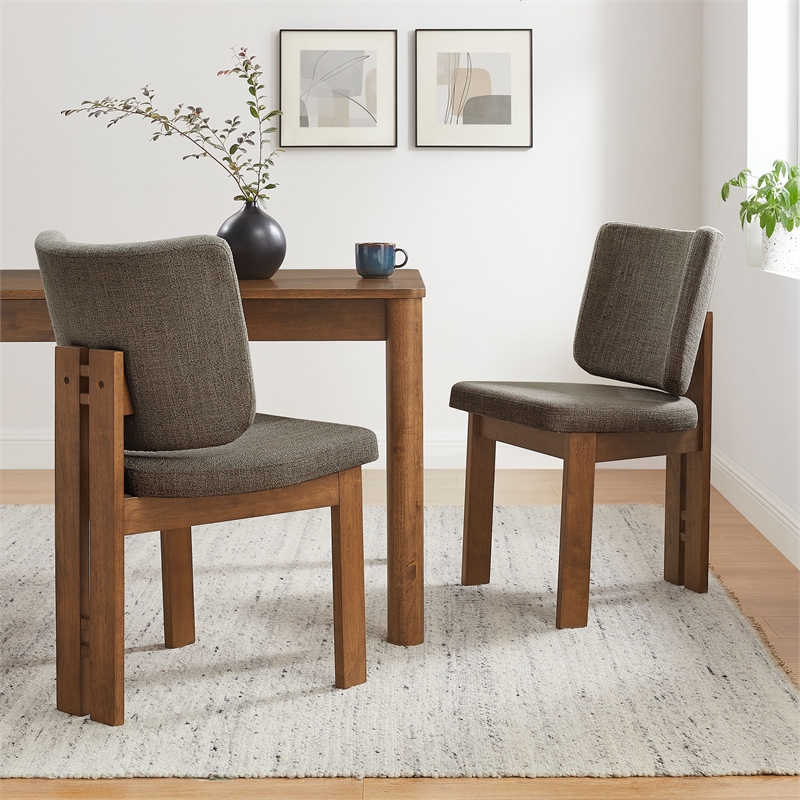 Maklaine Armless Upholstered Dining Chairs Set Of 2 in Taupe