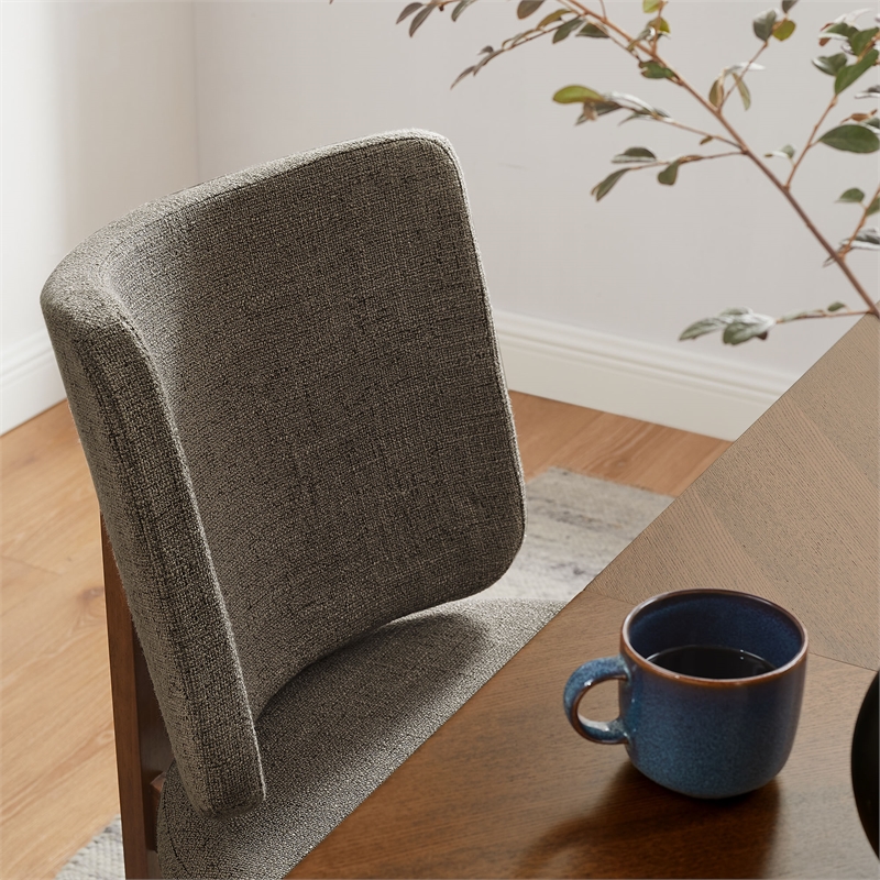 Maklaine Armless Upholstered Dining Chairs Set Of 2 in Taupe