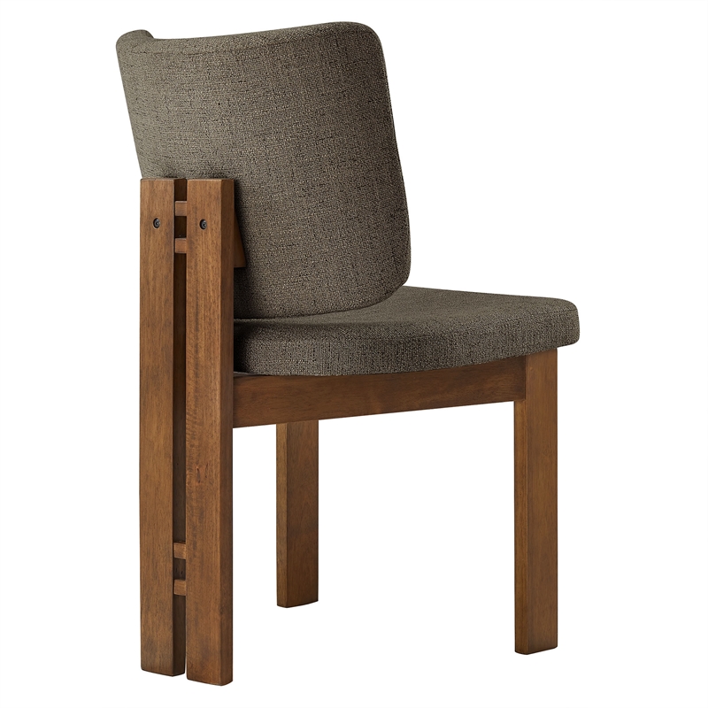 Maklaine Armless Upholstered Dining Chairs Set Of 2 in Taupe