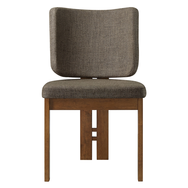 Maklaine Armless Upholstered Dining Chairs Set Of 2 in Taupe