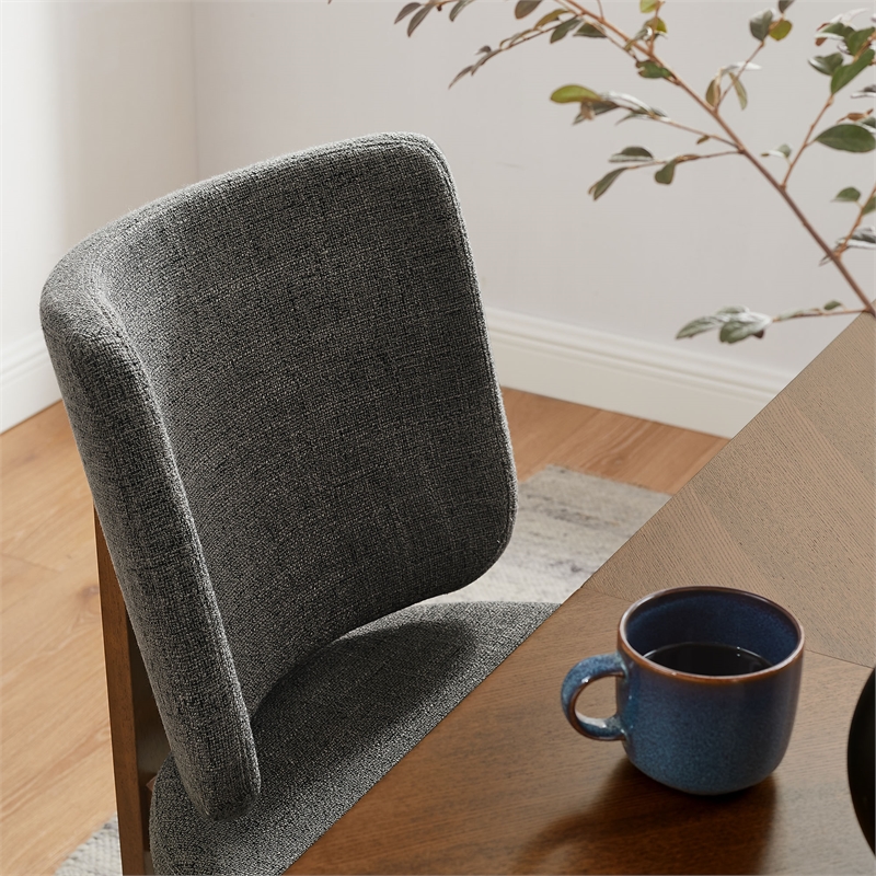 Maklaine Armless Upholstered Dining Chairs Set Of 2 in Charcoal