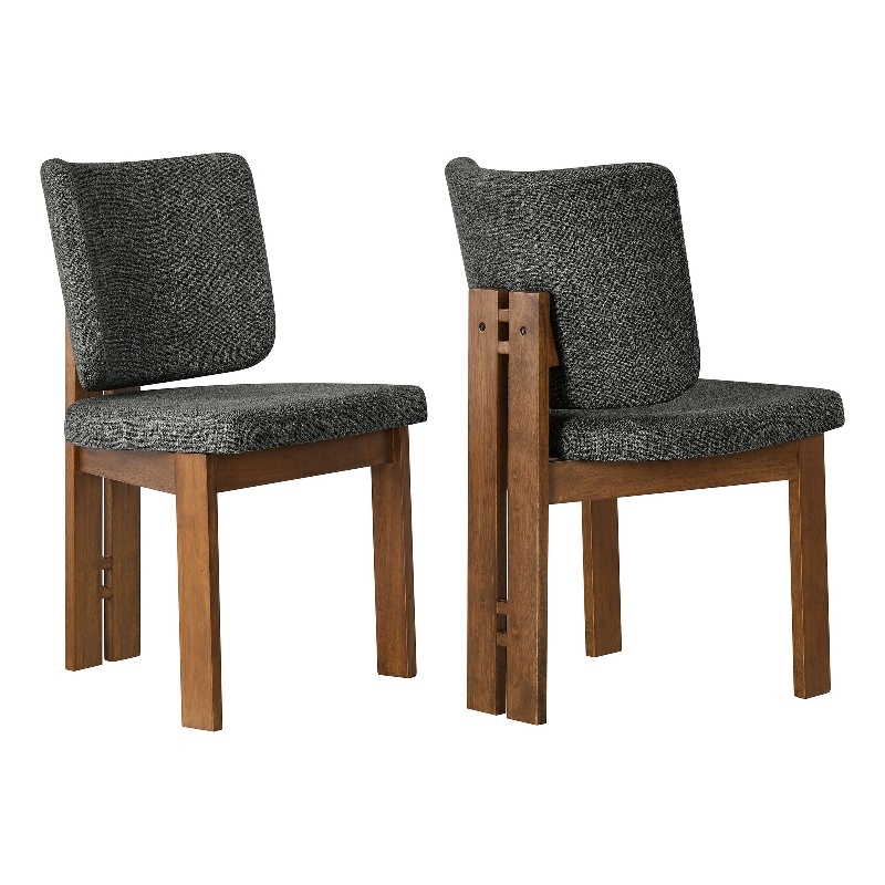 Maklaine Armless Upholstered Dining Chairs Set Of 2 in Charcoal