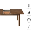 Maklaine Modern / Contemporary Extendable Dining Table in Walnut