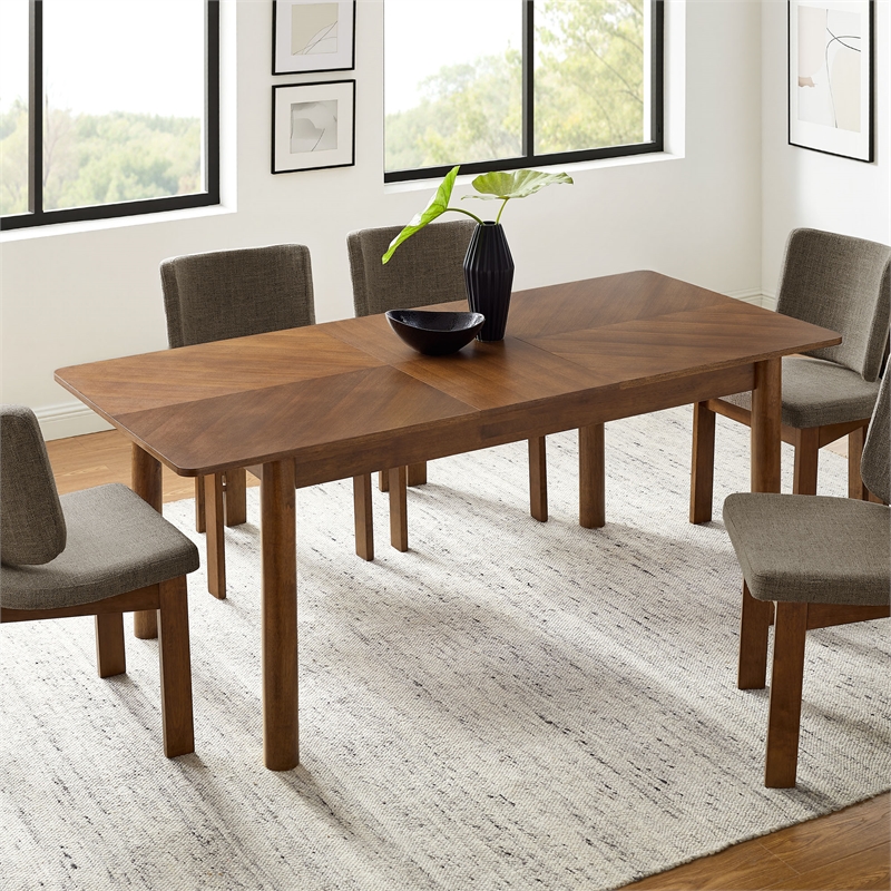 Maklaine Modern / Contemporary Extendable Dining Table in Walnut