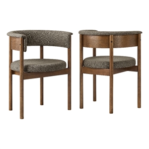 Maklaine Contemporary Set Of 2 Curved Upholstered Dining Chairs