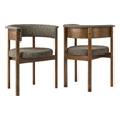 Maklaine Contemporary Set Of 2 Curved Upholstered Dining Chairs