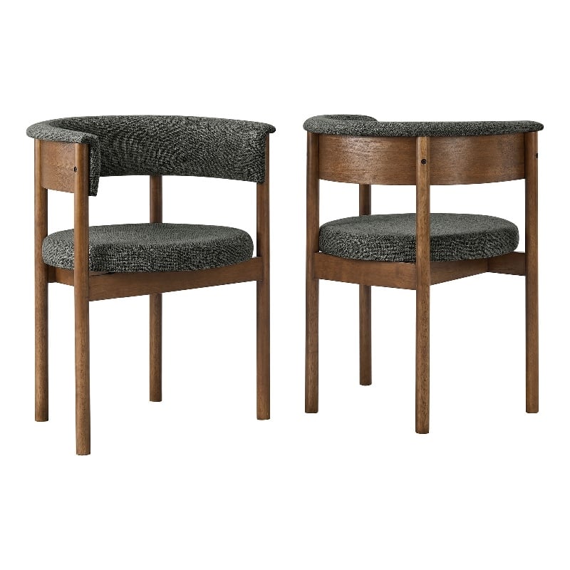 Maklaine Contemporary Set Of 2 Curved Upholstered Dining Chairs